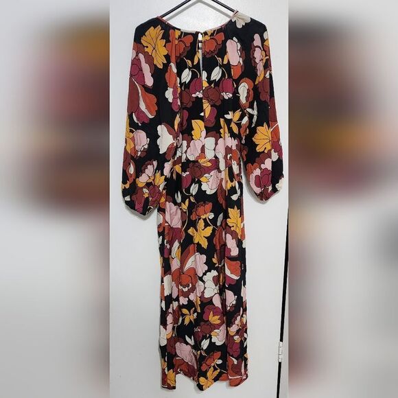 Anthropologie Maeve Deep-V Ruched Midi Dress Size 12 - Picture 9 of 14